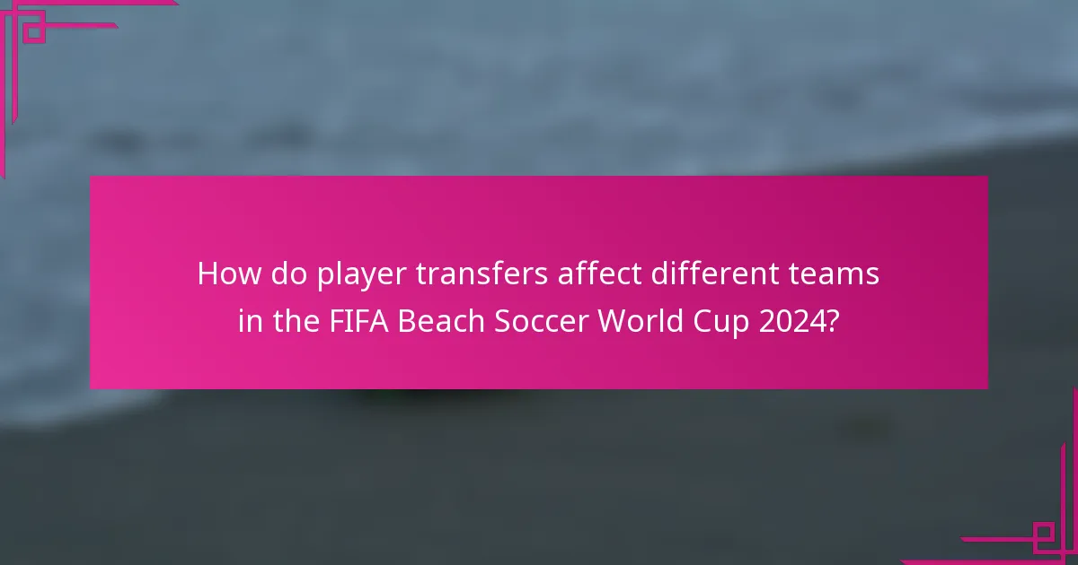 How do player transfers affect different teams in the FIFA Beach Soccer World Cup 2024?