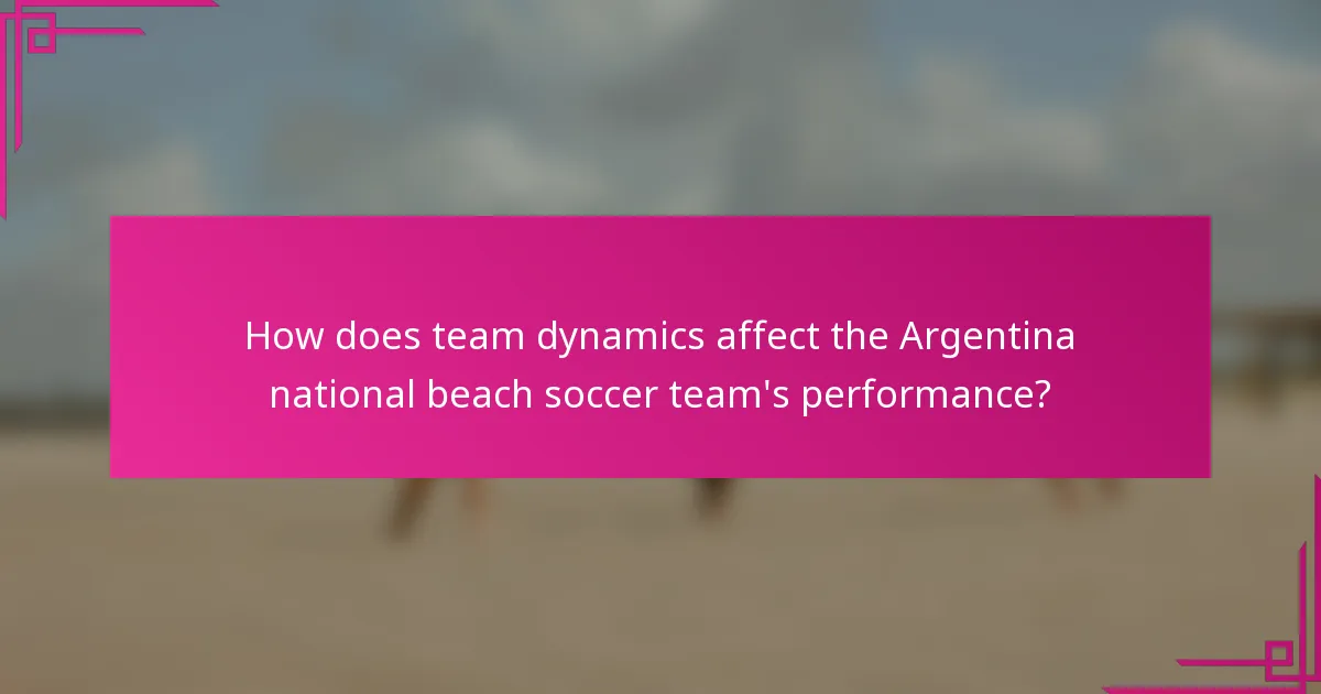 How does team dynamics affect the Argentina national beach soccer team's performance?