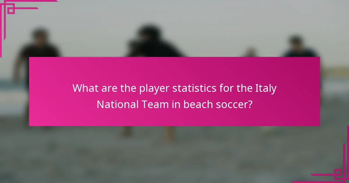 What are the player statistics for the Italy National Team in beach soccer?