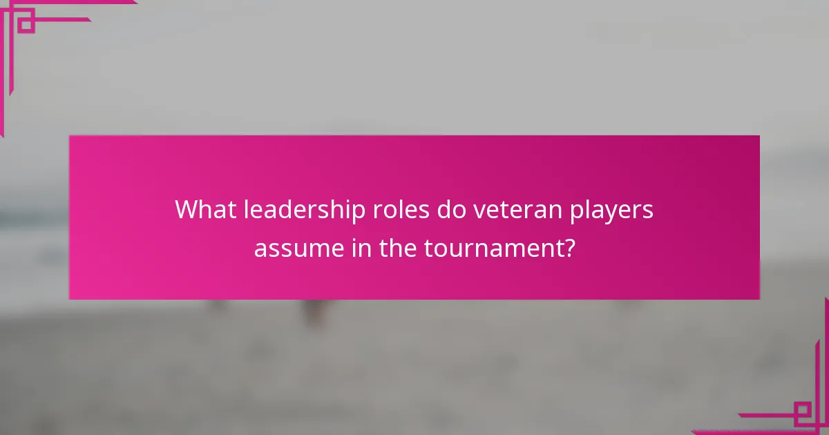 What leadership roles do veteran players assume in the tournament?